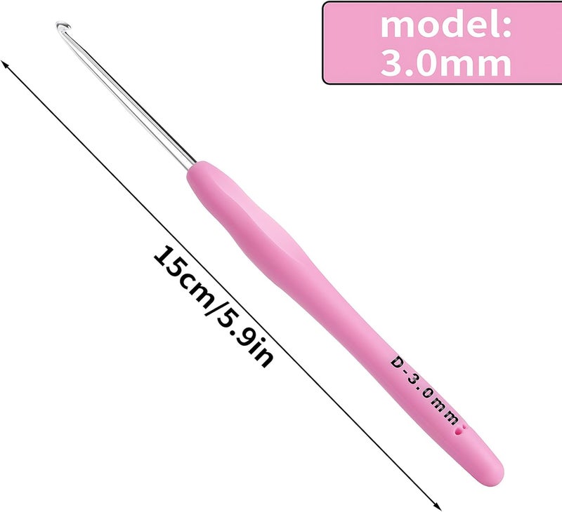 Gerute 3mm Crochet Hook, Ergonomic Crochet Hook, Smooth and Extra Long Knitting Needles, with Soft Rubber Ergonomic Handle and Aluminum Tip, Perfect Beginner and Arthritic Crochet Hooks (3 mm) - Image 2